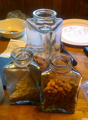 These nuts are sarcastic. It's subtle in the picture, but quite clear in real life.